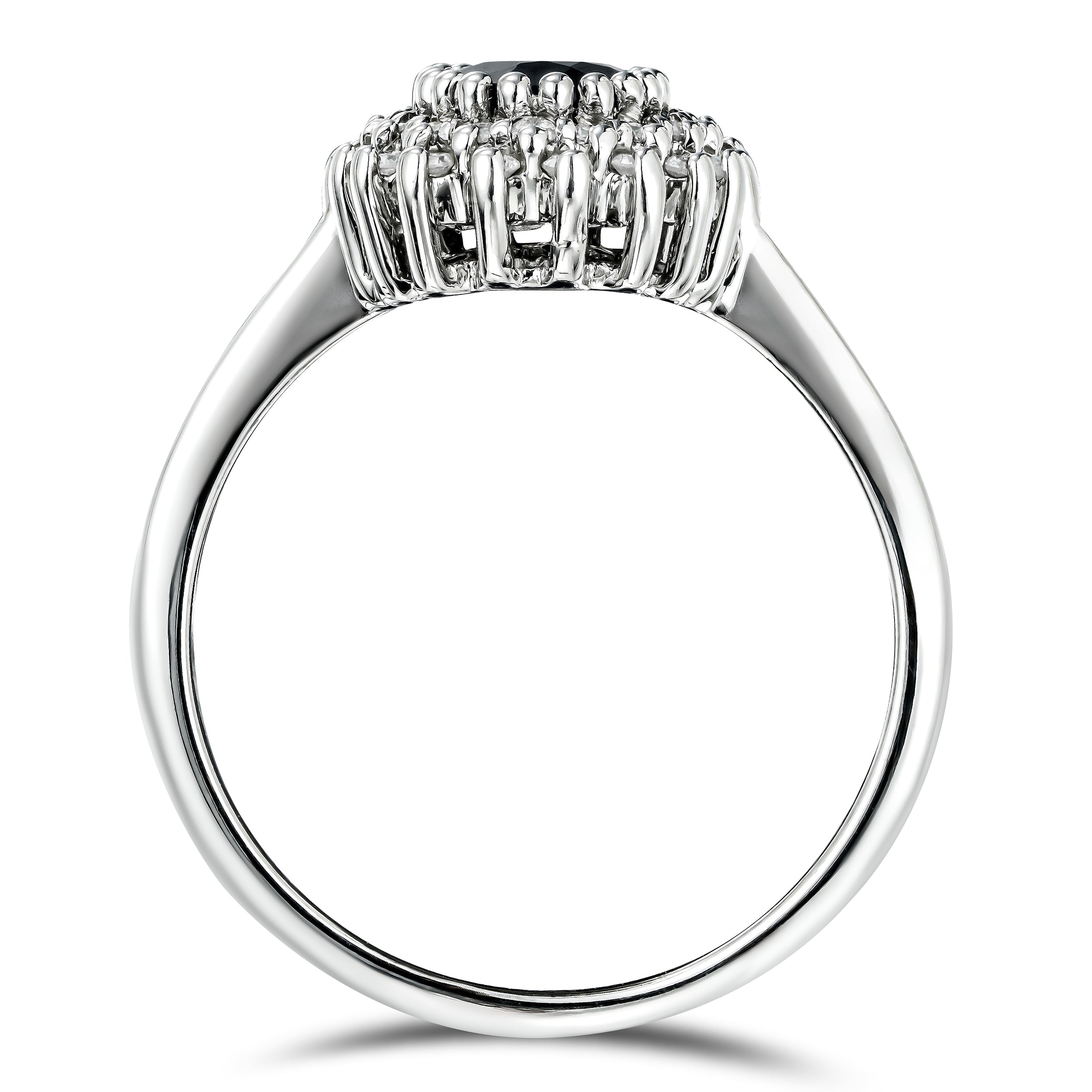 Sapphire 7 x 5mm And Diamond 925 Sterling Silver Ring